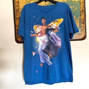 Lil Nas X Long Live Montero Tour Graphic T-shirt Adult Large Blue Tee Concert